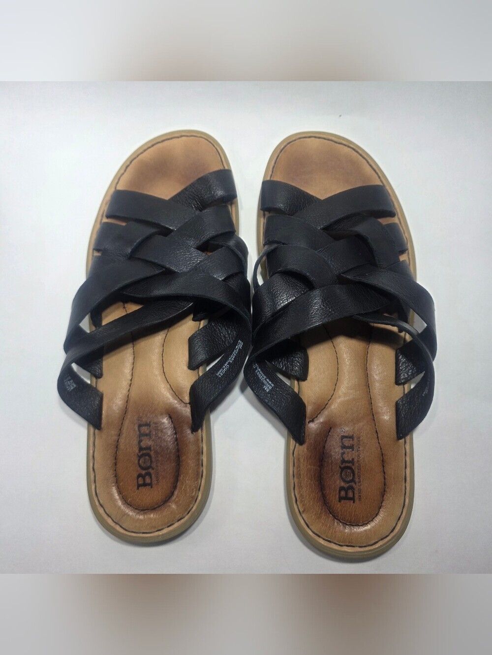 Born Women's Size 8M Black Leather Strappy Comfort Slide Sandals Casual - Picture 4 of 7